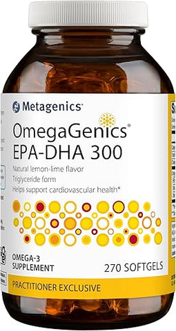 OmegaGenics EPA-DHA 300mg – Óleo de Peixe Ômega 3 Diário para Apoio à Saúde Cardiovascular, Musculoesquelética e do Sistema Imunológico – 270 Cápsulas Softgels - Metagenics