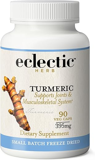 ECLECTIC INSTITUTE - Eclectic Institute – Cúrcuma Crua Liofilizada | Cultivada nos EUA | Vegetariana, Não-OGM, Sem Glúten | 90 CT (395 mg)
