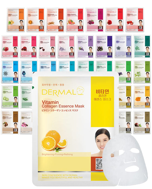 Combo Pack DERMAL 39 – Máscara Facial Coreana de Colágeno Essence – Hidratante – 50g