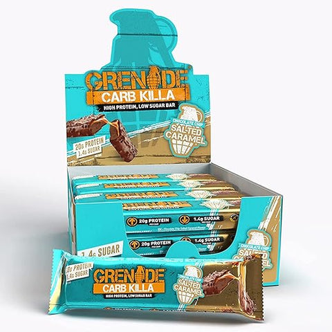 Barra de Proteína Alta e Baixo Carboidrato, 12 x 60 g – Chocolate Chip Salted Caramel | Grenade Carb Killa Barra de Proteína de Alta Qualidade - Grenade Carb Killa