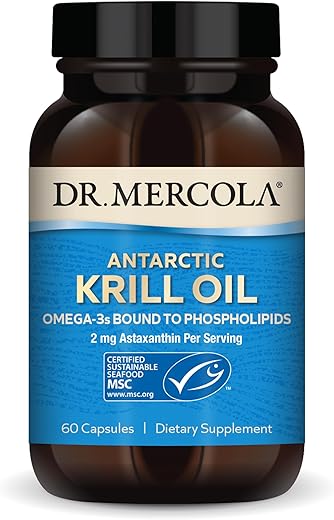 Óleo de Krill Antártico, 30 Porções (60 Cápsulas), Suplemento Alimentar, Suporte para Órgãos, Saúde Óssea e Articular, Não Transgênico, Certificado MSC - Dr. Mercola