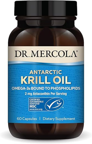 Óleo de Krill Antártico, 30 Porções (60 Cápsulas), Suplemento Alimentar, Suporte para Órgãos, Saúde Óssea e Articular, Não Transgênico, Certificado MSC - Dr. Mercola