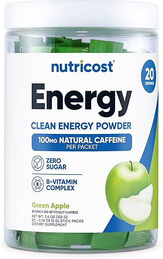 Energy Complex Stickpack (20 Porções) Sabor Maçã Verde – Livre de Glúten e Não-OGM - Nutricost