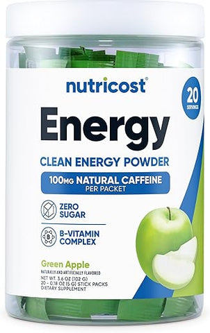 Energy Complex Stickpack (20 Porções) Sabor Maçã Verde – Livre de Glúten e Não-OGM - Nutricost