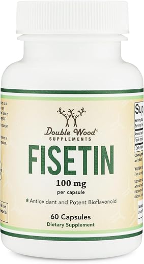 Double Wood Supplements - Fisetin 100mg – Suplemento de Flavonóis Bioativos, 60 Cápsulas (Suplemento de Polifenóis Bioflavonoides Similar a Apigenina, Luteolina e Quercetina) Suporte Anti-Envelhecimento Senolítico por Double