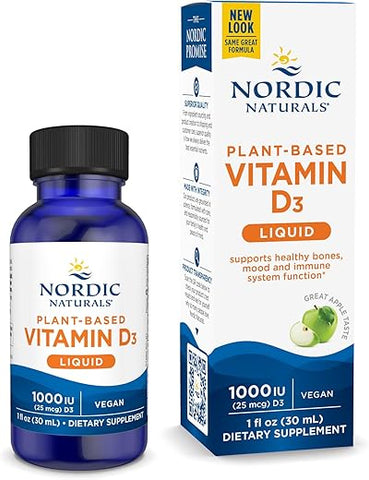 Vitamina D3 Líquida à Base de Plantas – 30 ml – 1000 UI Vitamina D3 – Ossos Saudáveis, Humor - Nordic Naturals