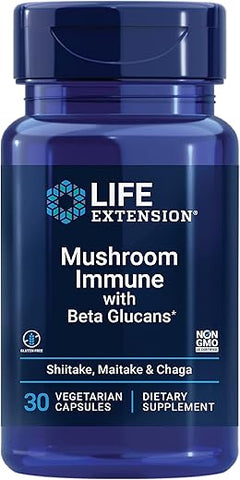 Mushroom Immune com Beta Glucans – Reforço Imunológico com Cogumelos para uma Vida Saudável – 60 cápsulas - Life Extension