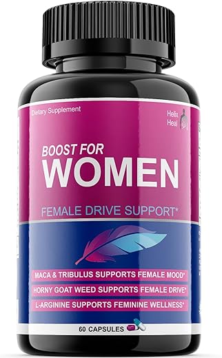Helix Heal - Potente Estimulante de Libido Feminino – Suplemento para Mulheres com Ação Rápida – Hornygoatweed, Maca, Tribulus Terrestris e Ginseng – 60 cápsulas