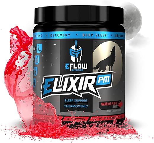 Elixir PM da eFlow Nutrition – Queimador de Gordura Noturno e Suporte Natural ao Sono – GABA, l-carnitina, melatonina, Sono