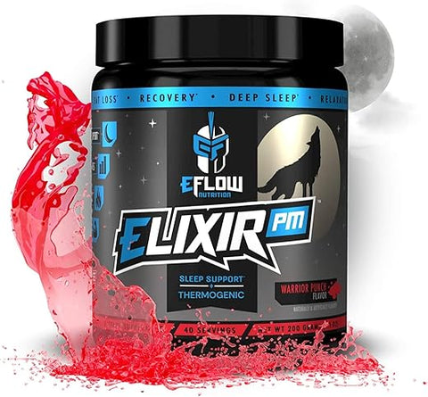 Elixir PM da eFlow Nutrition – Queimador de Gordura Noturno e Suporte Natural ao Sono – GABA, l-carnitina, melatonina, Sono