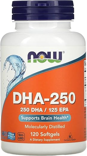 DHA-250, 120 Softgels – Ômega-3 de alta potência, 250 mg DHA por cápsula - NOW Foods
