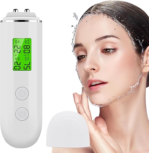 VOOADA - Analisador de Conteúdo de Óleo de Pele Digital de Precisão LCD, Testador de Umidade Monitor de Pele, Ferramenta de Cuidados Faciais para Salão de Beleza Presente para Mulheres