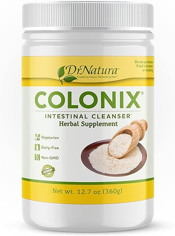 DrNatura - Dr Natura Colonix: Limpeza Intestinal Natural, Fibra Diária, Desintoxicação e Limpeza do Cólon, Suporte para um Cólon Saudável, Intestinos e Intestino, Porção de 30 Dias, 360g