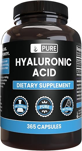 PURE ORIGINAL INGREDIENTS - Hyaluronic Acid Puro Original (365 Cápsulas) Sem Preenchedores de Magnésio ou Arroz, Sempre Puro, Verificado em Laboratório – Ingredientes Originais de Alta Qualidade