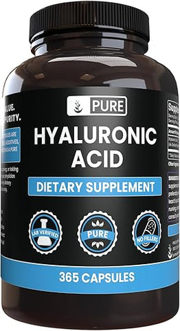 PURE ORIGINAL INGREDIENTS - Hyaluronic Acid Puro Original (365 Cápsulas) Sem Preenchedores de Magnésio ou Arroz, Sempre Puro, Verificado em Laboratório – Ingredientes Originais de Alta Qualidade
