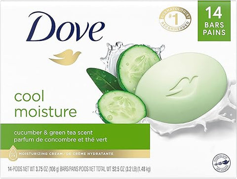 Sabonete em Barra Dove Cuidado da Pele Para uma Pele Mais Suave Pepino e Chá Verde Mais Hidratante Que Sabonete em Barra 106g, 14 Barras