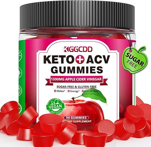 KGGCDD - 90 Gomas de Vinagre de Maçã Keto Sem Açúcar com B6 – Marca em Destaque