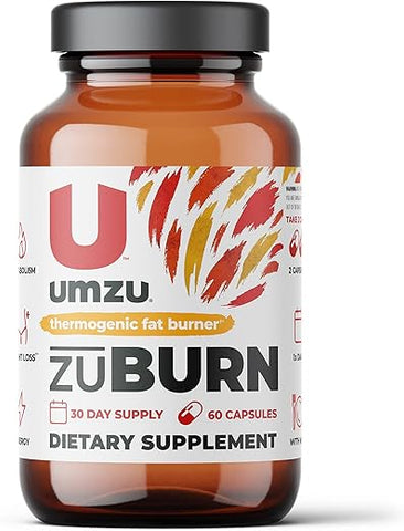 ZuBurn: Queimador de Gordura Termogênico para uma Composição Corporal Saudável | Ingredientes Naturais para Apoiar o Metabolismo, Aumentar a Queima de Calorias - UMZU