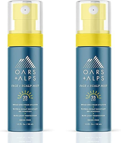 Oars + Alps - Oars Alps Face and Scalp Mist FPS 35, Proteção contra Luz Azul, Fragrância Verão Refrescante, Resistente à Água e Suor, 45 ml, 2 Unidades