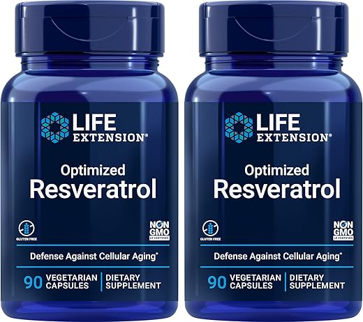 Resveratrol Otimizado, 90 Cápsulas (Pacote com 2) – Potencialize sua saúde com o Resveratrol Otimizado da Life Extension - Life Extension
