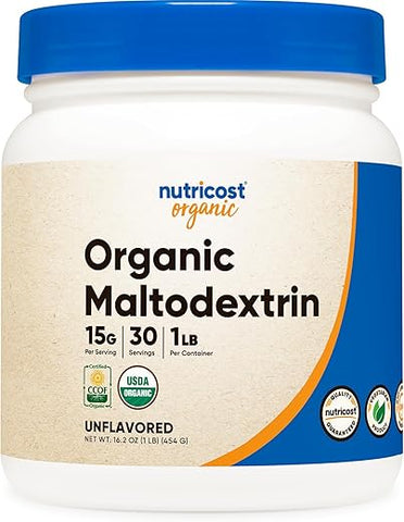 Pó de Maltodextrina Orgânica 454g – Sem Glúten, Não-OGM - Nutricost