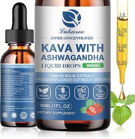 Lukaree - (2 Pacotes) Extrato de Raiz de Kava Kava – Alta Concentração de Kava com Ashwagandha, Melissa e Raiz de Valeriana para Imunidade – Marca: [Nome da Marca]
