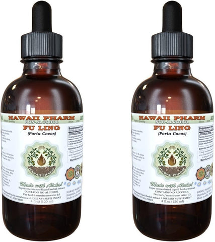Fu Ling Extrato Líquido Sem Álcool, Fu Ling, Poria (Poria Cocos) Glicerito de Esclerócio Hawaii Pharm Herbal Natural 2×120 ml
