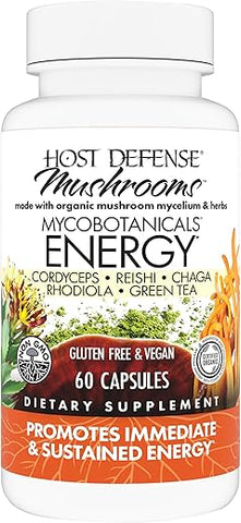 MycoBotanicals Energy* Cápsulas – Energia | Potencialize sua vitalidade com a marca líder em cogumelos medicinais - Host Defense