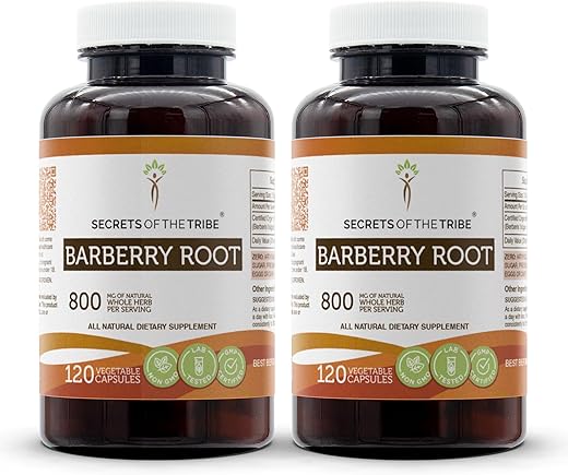 Secrets of the Tribe - Segredos da Tribo – Barberry Root 2×120 Cápsulas, Cápsulas Vegetais e Casca de Raiz de Barberry (Berberis Vulgaris) Seca (2×120 Cápsulas)
