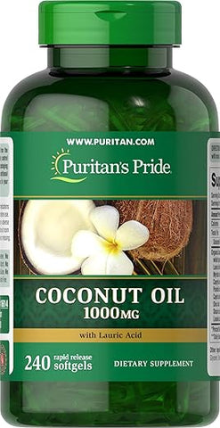 Puritan's Pride - Óleo de Coco Puritan’s Pride, 1000 mg, 240 Softgels de Liberação Rápida
