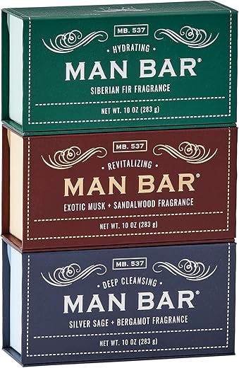 San Francisco Soap Company - Conjunto de Presente San Francisco Soap Co Man Bar 3 Peças – Sem Produtos Químicos Nocivos – Para Todos os Tipos de Pele – Fabricado nos EUA