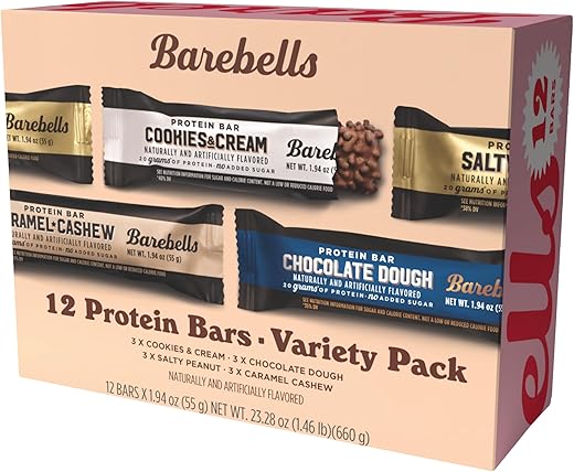 BAREBELLS - Barebells Pack com Variedade de Barras de Proteína – 12 Unidades, Barras de 53g – Snacks Proteicos com 20g de Proteína – Barra de Chocolate com 1g de Açúcares – Ideal para Consumir em Movimento