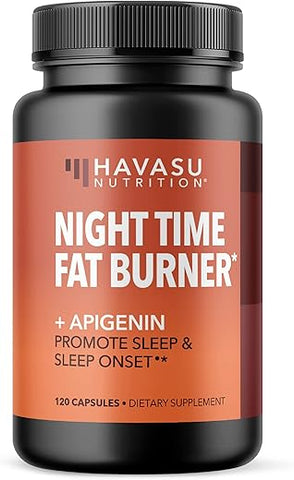 HAVASU NUTRITION - Queimador de Gordura Noturno para Homens e Mulheres – Supressor de Apetite para Perda de Peso com Suplemento de Apigenina para Suporte ao Sono – Impulsionador de Metabolismo com Apigenina 50mg – 4 Meses