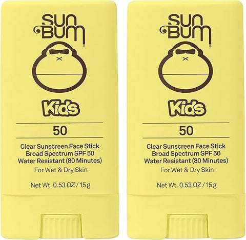 Protetor Solar Infantil Sun Bum FPS 50 Stick Facial Transparente | Aplicação Molhada ou Seca | Compatível com Recife 104 (Octinoxate) | 50g