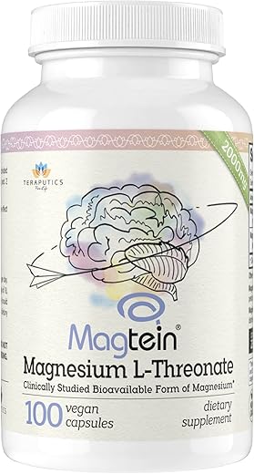 Teraputics - Magnésio L Treonato (Fórmula Original Magtein) – 2000 mg 100 Cápsulas Veganas Não-OGM Altamente Absorvente Suplemento Puro de Vitamina para Cognição – Sem Laxante