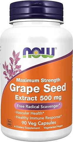 Extrato de Semente de Uva, Força Máxima 500 mg – 90 Cápsulas Vegetais - NOW Foods
