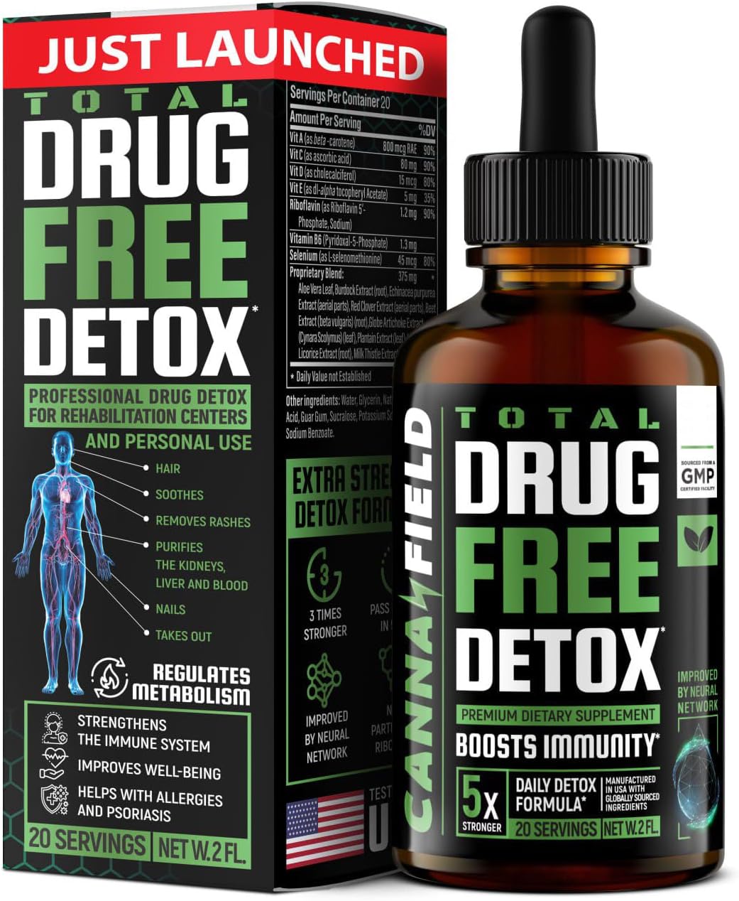 CANNA FIELD - Detox Líquido para Limpeza Corporal, Fígado e Intestino – Gotas Detox