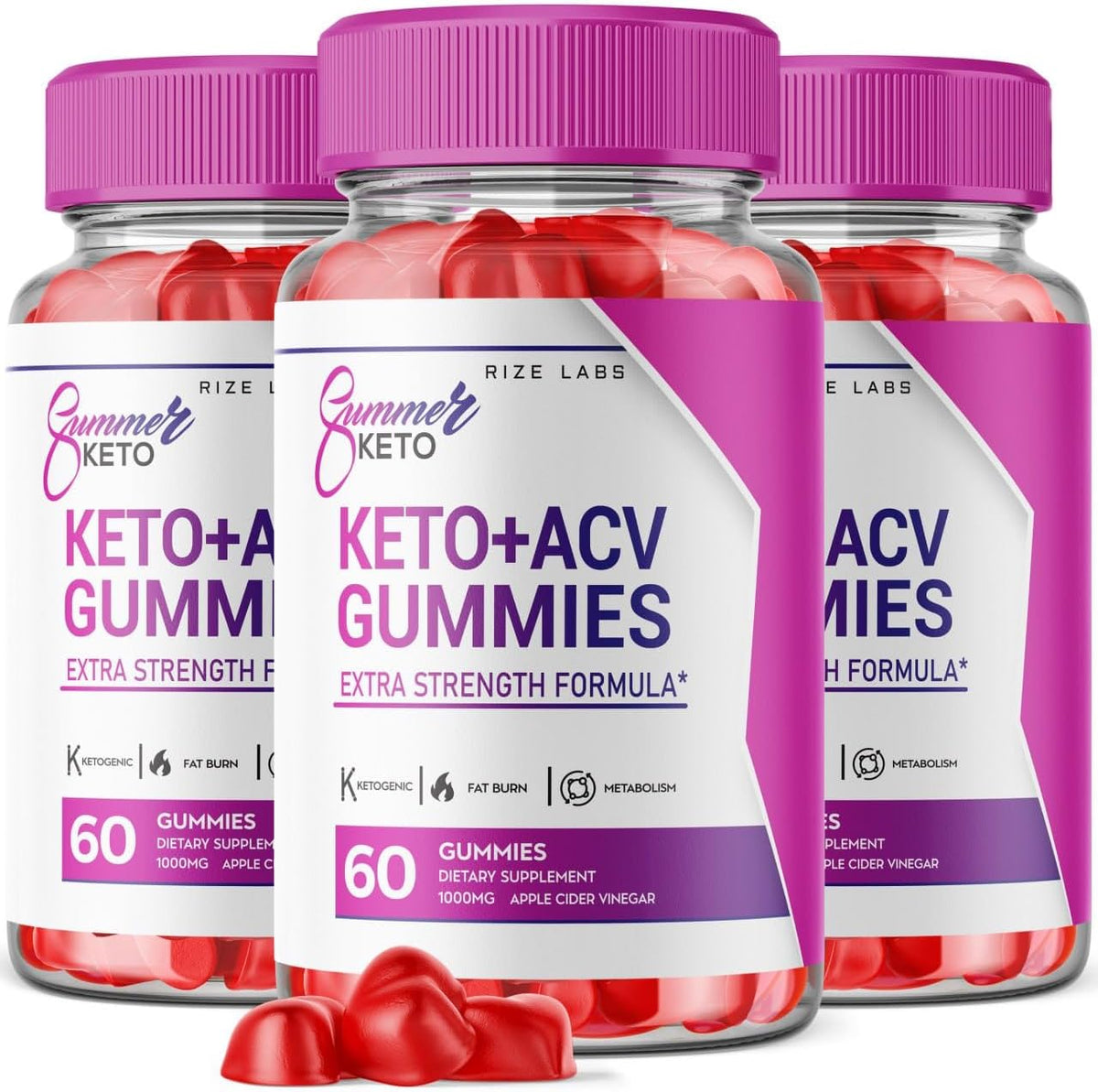 rize labs - Gummies de Verão Keto ACV (3 Pacotes) – Perda de Peso – Gummies de Verão – Gummies Keto ACV para Dieta de Barriga – Avaliações de Gummies AC – Gomitas Vegan Fórmula Avançada (180 Gummies)