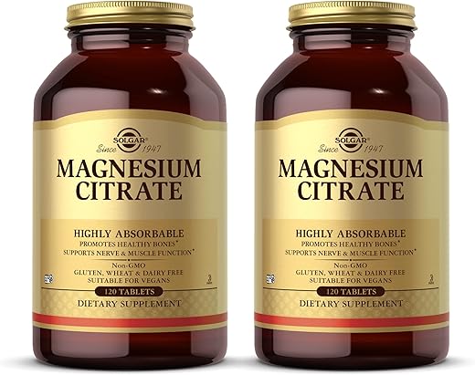 SOLGAR - Solgar Magnesium Citrate – 240 Comprimidos, Embalagem com 2 – Promove Ossos Saudáveis, Suporta Nervos
