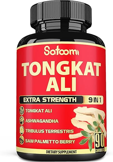Extrato de Raiz de Tongkat Ali 200 para Homens com 9 Ervas Ashwagandha, Tribulus Terrestris – Aumente sua Vitalidade Masculina - Satoomi