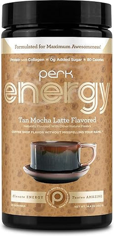 Energy Original – Pó para Bebida com Sabor de Mocha Latte (20 Porções) – Sem Glúten, Sem Amendoim, Sem Soja – Energia e Sabor em um só Produto! - Perk