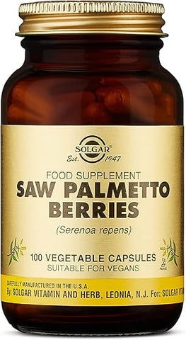 SOLGAR - Solgar Saw Palmetto Berries – Cápsulas Vegetais 100 Unidades – Saúde Masculina – Potência Total – Não-OGM, Vegano, Sem Glúten, Sem Laticínios, Kosher – 100 Porções