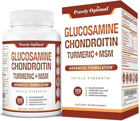 Suplemento de Glucosamina, Condroitina e MSM em Comprimidos com Cúrcuma – 60 comprimidos - Purely Optimal