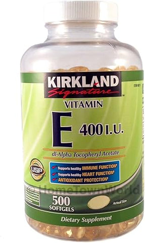 KIRKLAND - Vitamina E 400 UI 500 Softgels – Suporte à Imunidade Saudável – Marca em Destaque