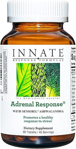 Innate Response Formulas - INNATE Response Formulas – Adrenal Response Herbal Supplement com Ashwagandha – Promove Resposta Ideal ao Estresse – Não-OGM, Vegetariano, Sem 9 Alérgenos Alimentares – 90 cápsulas
