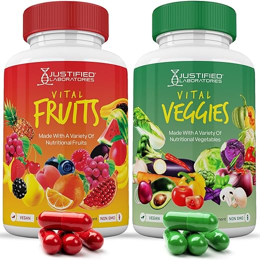 Justified Laboratories - (Set de 2) Suplemento Vital de Frutas e Legumes Vermelho – 100g