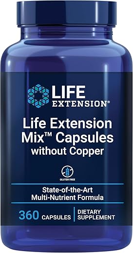 Mix™ Cápsulas Sem Cobre, Alta Potência, Vitaminas Avançadas, Minerais e Frutas - Life Extension