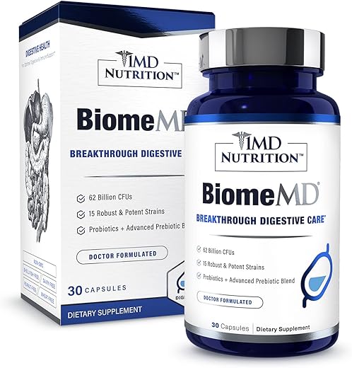 BiomeMD Probióticos | 62 Bilhões UFC, 15 Cepas Abrangentes – Pro - 1MD Nutrition