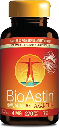 Hawaii BioAstin Hawaiian Astaxanthin – 4mg, 270 Softgels – Antioxidante Premium para Suporte aos Olhos, Pele e Articulações - Nutrex