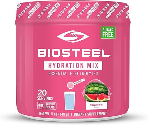 BIOSTEEL - BioSteel Zero Sugar Hydration Mix – Hidratação saborosa com 5 eletrólitos essenciais, sabor melancia, 20 porções por pote